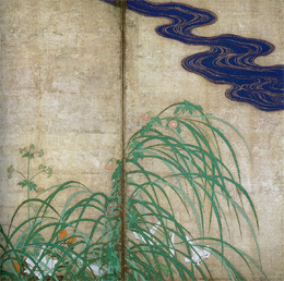 酒井抱一「秋夏草図屏風」（重要文化財）