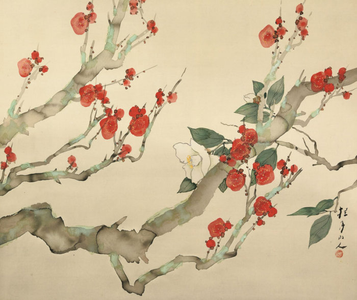 Matsubayashi Keigetsu “Plum and Camellia Trees” 