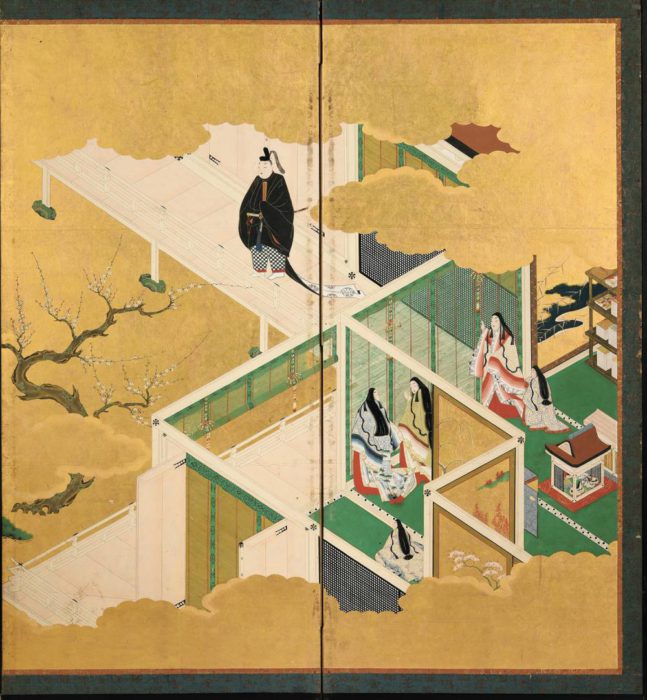 Author unknown “Folding Screen with Design of the Scenes from The Tales of Genji” 
