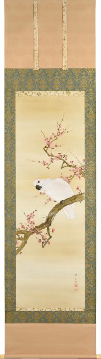 Mochizuki Gyokusei “Red Plum Blossom and Parrot” 