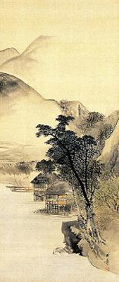 川端玉章「春秋山水図」（部分）