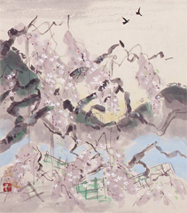 池田 遙邨「祇園の桜」