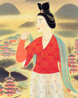 安田 靫彦 「飛鳥の春の額田王」(滋賀県立近代美術館所蔵)