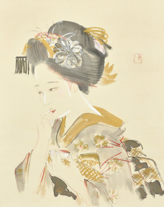 Kobayakawa Kiyoshi “Maiko Applying Lip Rouge”