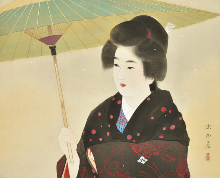伊東 深水「みぞれ」