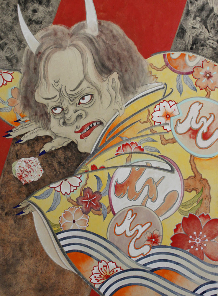 服部しほり「鬼も十八」8F(45.5×38.0cm)