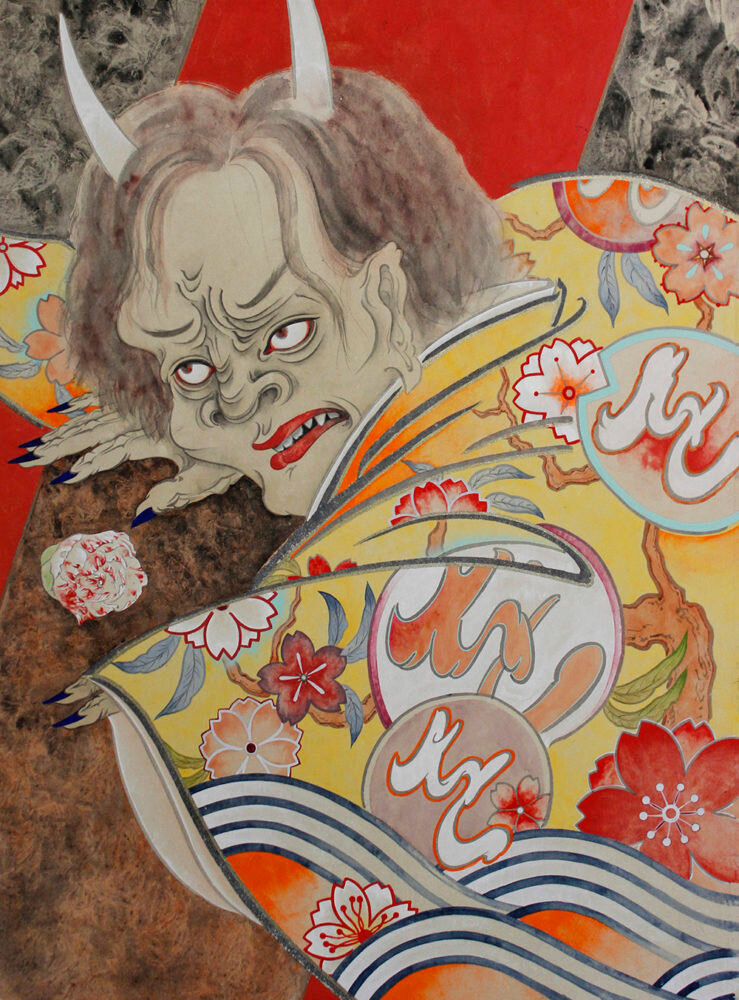 服部しほり「鬼も十八」8F(45.5×38.0cm)