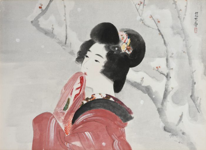 伊東 深水「寒梅」