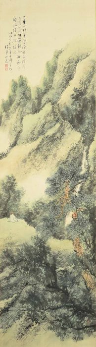 松林 桂月「清暑看瀑図」