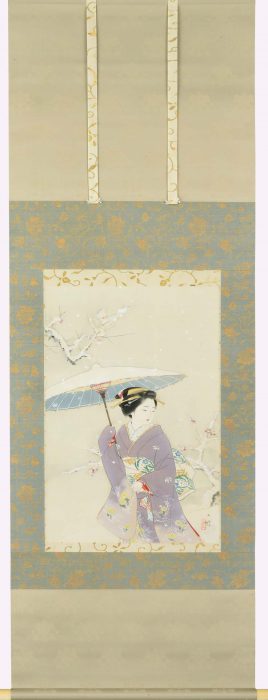 伊藤 小坡「紅葉の頃 雪の朝」