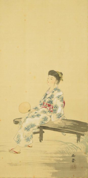 川合 玉堂「少女納涼図」