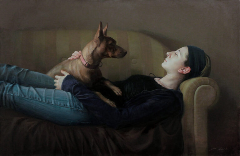 女と犬