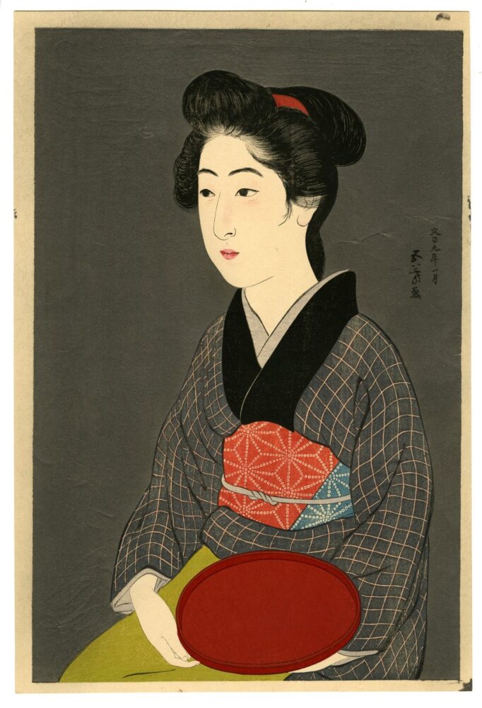 Hashiguchi Goyo, “Woman Holding a Tray”