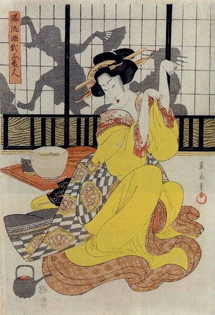 菊川英山「風流酒戯三美人」