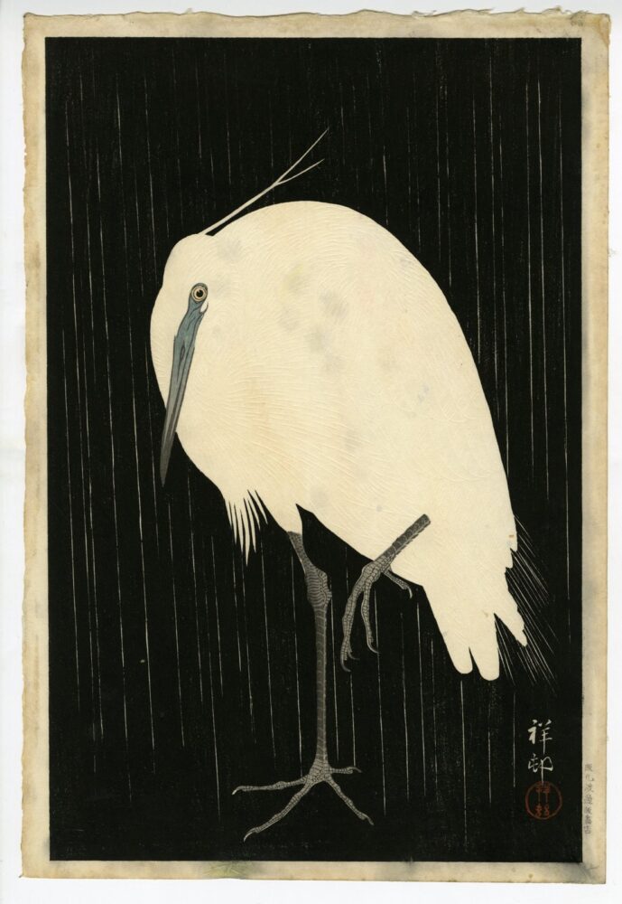 Ohara Koson, “Egret in the Rain”