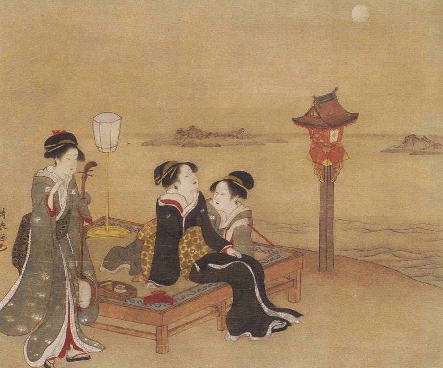 Torii Kiyonaga, “Moon Viewing at Massaki”