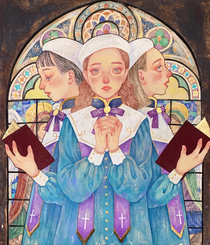 鮮やかな色彩でどこか懐かしく、ファンタスティックな世界を描くいろはあやの、自身の中に発生する不安や恐れ、虚無感を人物の姿に託し表現する加納萌子、透明感溢れる表現で凛とした女性像を描く柳田真理。それぞれの世界観をお楽しみいただけましたら幸いです。